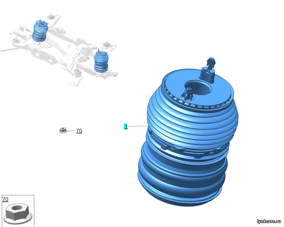 Пневмоподушка задней подвески (левая) для Lynk & Co 09 (2024)