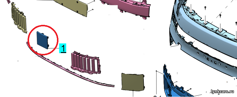 Нижняя центральная часть решетки радиатора Lynk&Co 900