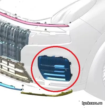 Передняя декоративная панель противотуманной фары (левая) Lynk & Co 09 MHEV (PHEV)